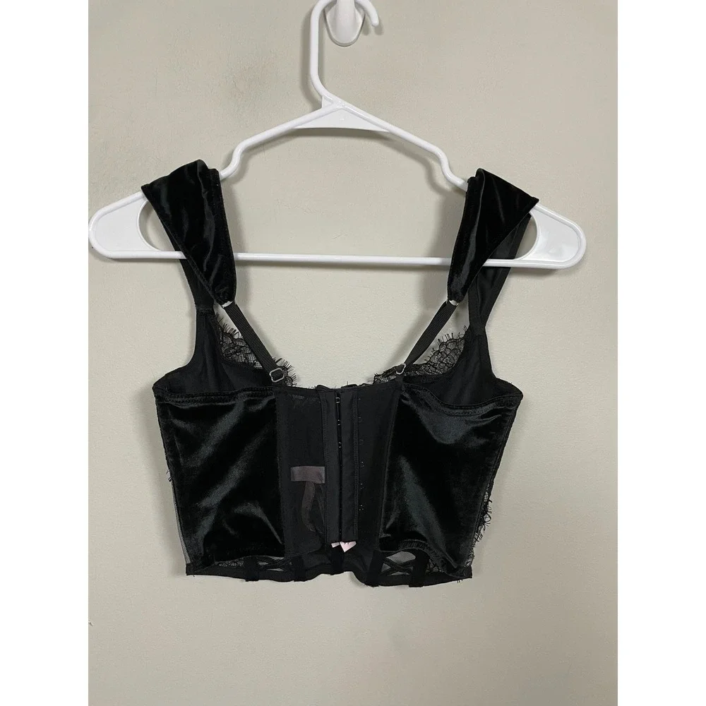 Victoria's Secret Dream Angels Lace and Velvet Cap Sleeve Corset Bra Top Size XS